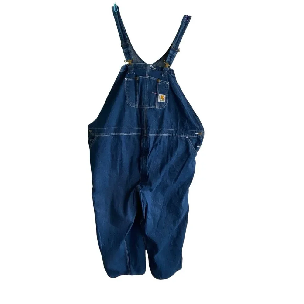 Carhartt Carpenter Overalls Mens 54x30 Blue Denim Bib Relaxed Fit Workwear